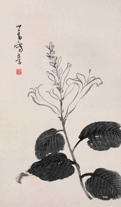 溥心畬 写意海棠 立轴